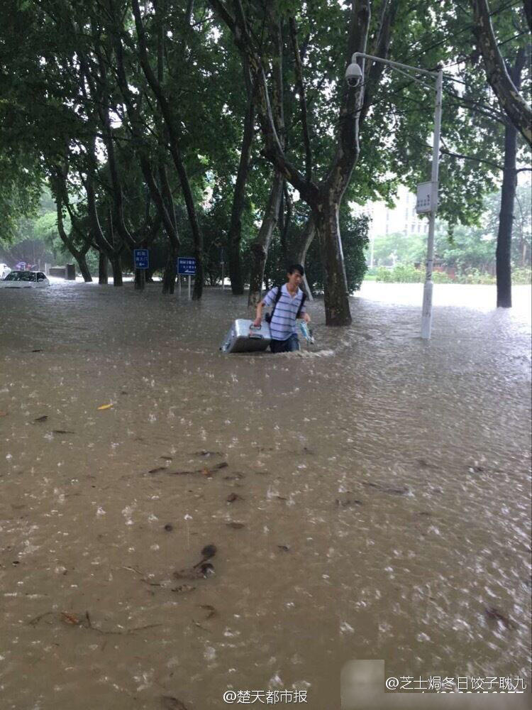 震惊！武大校门被淹一米深，校园变"水城"引全网关注！